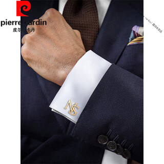 Pierre cardin (pierre cardin) französisch importiertes, hochwertiges, privates hemd, manschettenknöpfe mit 2 buchstaben, abzeichen, mode, einfacher geschäftsschriftzug, Ärmelnägel, silber