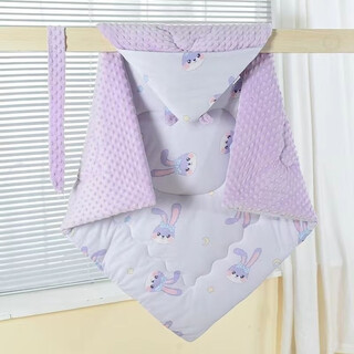 Baby maternity room quilt, newborn outing quilt, beanie velvet all-season quilt, baby wrap quilt, type a, female baby model (comes with belt), autumn and winter thickened model (more than 600 grams)