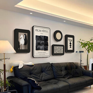 Huaixu italian minimalist living room decorative painting black and gray high-end sofa background wall hanging painting niche art combination mural jd31576 minimalist charm 30*40/40*50/20*20/30*20/30*40 pvc elegant black edge rounded corner picture frame flat art cloth surface non-reflective
