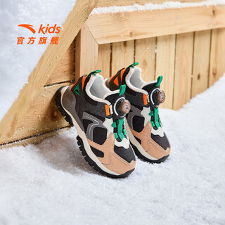 Anta children's cotton shoes for boys and girls cool runner autumn and winter new velvet knob buckle anti-slip outdoor high-top snow boots store manager recommended black-2 31
