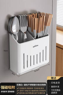 Fantasy magnetic chopstick storage box magnet accessories refrigerator outside storage kitchen shelf wall-mounted spoon bucket chopstick cage magnetic style/elegant white stainless steel luxury double chopstick holder