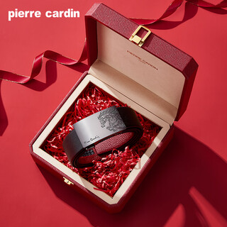 Pierre cardin zodiac year belt men's genuine cowhide qiji red belt gift knot wedding box new year's eve gift