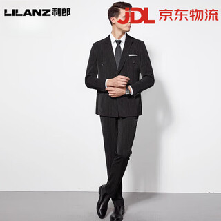 Lilanz vertical striped suit spring and autumn business interview wedding dress suit trousers two-piece suit for men m top 170/90a bottom 175/76a