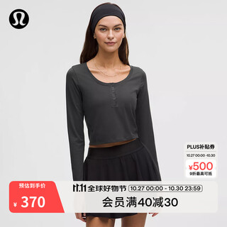 Lululemon丨rulu women's long sleeve henley shirt lw3iu0s graphite gray l