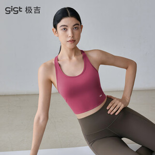 Git jiji sports vest high-intensity shockproof fitness underwear pilates yoga summer thin top raspberry pink m