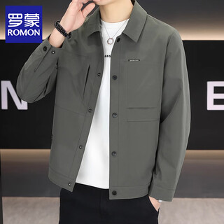 Romon lapel men's jacket spring and autumn coat 2025 new autumn clothes versatile casual high-end jacket men's top 178 army green xl (180) recommended 140-155 jin jin equals 0.5 kg