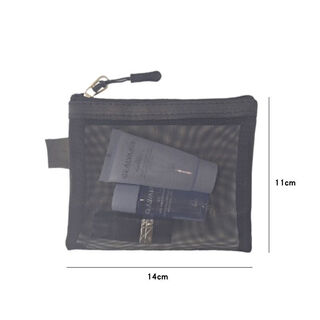 Vinoya internet celebrity large-capacity cosmetic bag double-layer portable mesh travel bag makeup storage bag black mesh-mini lipstick bag