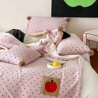 Snowsman ins style girly heart polka dot imitation bunny plush blanket office nap shawl blanket autumn and winter sofa blanket pink polka dot 150*200cm (approximately 3.6jin jin is equal to 0.5kg)