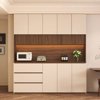 Antique style sideboard against the wall, integrated multi-function storage cabinet, walnut wine cabinet, solid wood tea cabinet, high cabinet for guest and dining room, door-to-door delivery and installation included, all solid wood, style 1, length 80*height 230cm