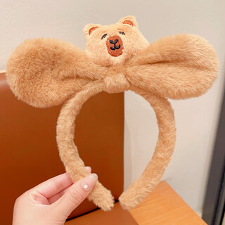 Chuxiang children's hair accessories cute cartoon cute capibara plush style series little girl autumn and winter face wash headband bow cappi