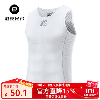 Rockbros sweatshirt men's quick-drying breathable vest bottoming top sleeveless road cycling jersey summer white m / l