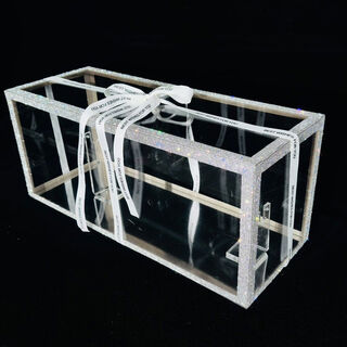 Yusenyi scepter gift box display box bride wedding dress transparent dust cover wedding bouquet box storage box assembled and shipped - high-end diamond-encrusted transparent shipping cost