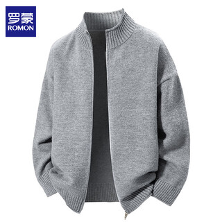Romon cardigan sweater men's spring and autumn new sweater coat men's sheep versatile sweater men's stand collar lazy wind jacket 7027 light gray xl about 140-160jin jin is equal to 0.5 kg
