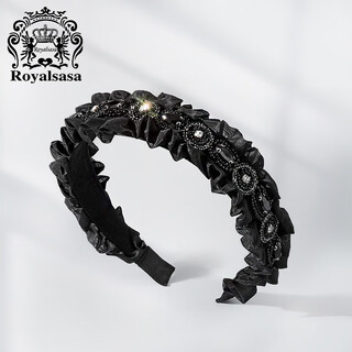 Royal sasa royal sasa french light luxury silk yarn headband retro imitation crystal pleated headband to shorten hair and show face small hair accessories for women