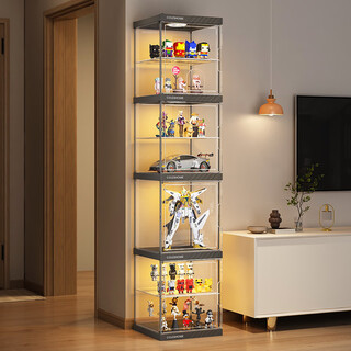 He jiagong hand-made display cabinet ornaments model building block storage box household transparent applicable lego layered toy shelf heightened 40 8 layers - with 4 layers of detachable boards