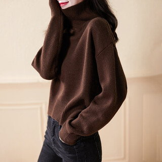 Shexi (srcr) pure wool sweater, lazy loose pullover, soft waxy sweater for women, autumn and winter thick turtleneck knitted bottoming shirt