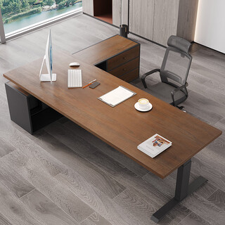 Osladen solid wood electric lift table boss desk desk workbench chairman manager computer desk executive desk with side cabinets imported new zealand pine 180 80 4.5cm thick