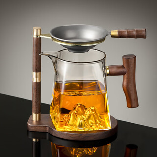 Unclumsy pure titanium tea leakage tea filter fair cup integrated small green mandarin special tea brewing artifact household tea filter tea water separation 3-walnut filter bracket + titanium bamboo filter + mountain view male cup