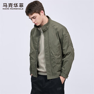 Mark huafei american retro stand collar jacket men's 2025 autumn new simple commuting casual windproof jacket trendy 1017 khaki green 701 l 175