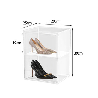 Abdt transparent shoe box drawer folding shoe rack home door dust-proof long boot storage box acrylic shoe cabinet extra large_transparent_with magnetic suction plus 1 layer of partition-can hold 2 pairs of shoes