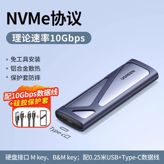 Ugreen m.2 nvme solid state drive box type-c3.2 mobile hard drive box suitable for laptop apple 15 external ssd mechanical hard drive aluminum alloy heat dissipation 10902+25187 nvme protocol 10gbps