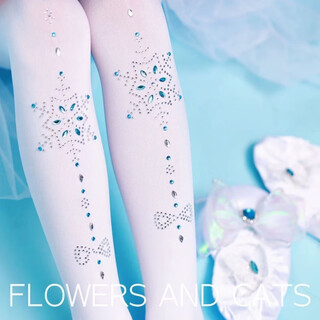 Ye yuqiudong hot diamond elsa princess snowflake children's pantyhose girls' bottoming socks mid-waist white velvet dance socks snowflake one size xl thin velvet early winter style (height 109-120)