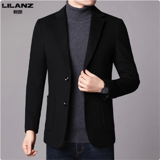 Lilanz men's wool suit men's 2025 autumn and winter business casual woolen coat suit no-iron men's jacket black m 170