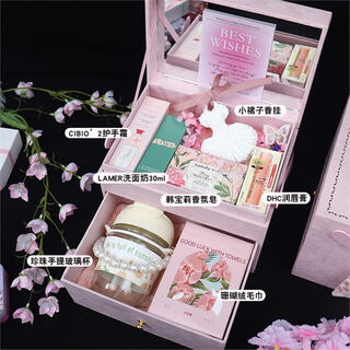 Wedding souvenirs, bridesmaid gifts, birthday gifts, return gift boxes for sisters, high-end niche high-end practical gifts 5. pink lovers pink velvet double-layer gift box 21.5x15.5x16cm