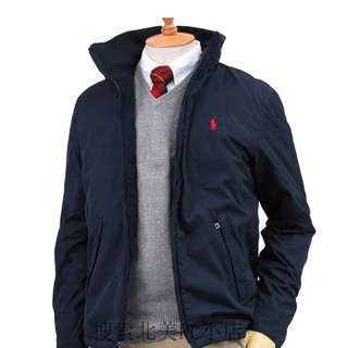 Polo american ralph lauren jacket men's autumn and winter business casual plus velvet warm loose stand-up collar top royal blue l 142-158jin jin equals about 0.5 kg