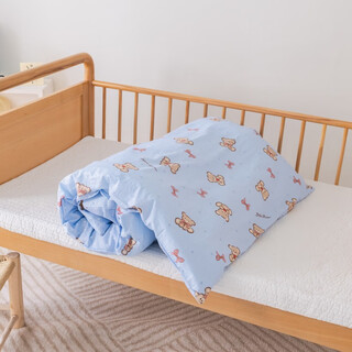 Newborn baby mattress pure cotton children's spliced bed cotton mattress removable and washable baby kindergarten nap bedding bow bear blue cushion cover + cotton core 70*180