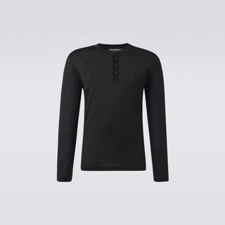 Dolce&gabbana men's silk henley shirt p00984525 black xs cn 170/88a