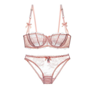 Victoria's secret victoria's secret vs leah's secret sexy lace bra set breathable push-up shaping pink with briefs l 36/80b (with panties)
