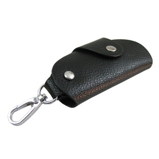 络伊得韩版牛皮钥匙包男士腰挂锁匙包女手拿车大容量简约小巧随手包 黑色