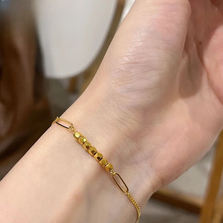 Reza glittering gold bracelet for women 18k gold sense ins popular temperament 2025 new light luxury imitation gold hand jewelry trendy and broken