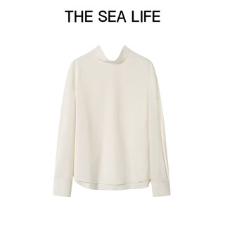 The sea life shopping mall same style ouhai elegant temperament shirt women's 2025 winter new style floating neck design shirt 22215 ice cream color s