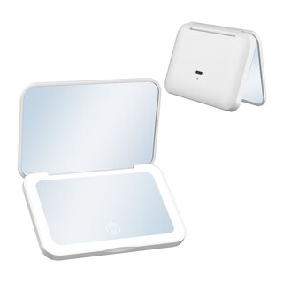 New folding led makeup mirror holiday gift beauty mirror with light portable three-color light handheld mirror white 2327c (single-sided three-color light 2 times magnification)