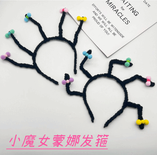 Pupan halloween cos little witch mona costume bow braided headband purple cloak suit for adults and children color braided headband (send ribbon)