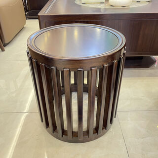 Shantou lin village black gold wood drum stool new chinese tea table stool all solid wood dressing table stool home antique embroidered pier small round stool straight round stool black gold wood