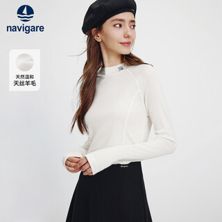 Navigare italian small sailing boat 25 new autumn and winter inner wear women's high elastic round neck slim long-sleeved t-shirt 2335055501