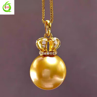 Fengxi south sea gold bead pendant philippine color seawater pearl necklace 13-14 thick gold 18 gold inlaid 14-14mm