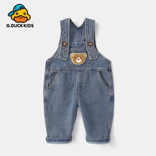 G.duckkids little yellow duck baby denim overalls western style 1-3 years old korean children's spring clothes new boys and girls baby cartoon blue 80