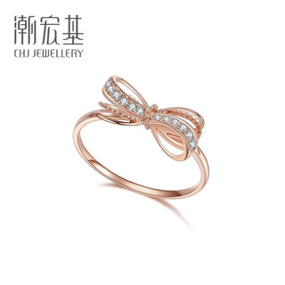 Trendy acer bow diamond 18k gold rose gold color gold ring women's light luxury gift for girlfriend on her birthday no. 12