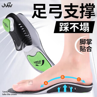 Jvbv arch support insoles for men, soft elastic for long-lasting sports, high elastic shock absorption, green and black, size 4344