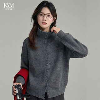 Kaximu sweater women's autumn and winter 2025 new turtleneck long sleeve knitted cardigan sweater jacket buttoned design lazy style medium gray one size recommended 80-120 jin jin equals 0.5 kg