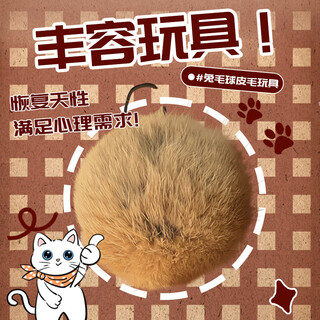 Achai and cat enrichment cat toy rabbit hair ball natural color real rabbit hair funny cat ball resistant to scratching and bite, silent self-enjoyment and relief from boredom cat enrichment rabbit hair ball*1