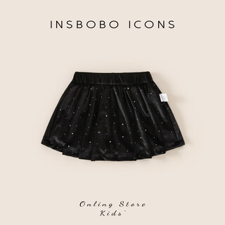 Insbobo girls skirt autumn children's short skirt 2025 winter new baby good-looking skirt children's clothing trend black 90