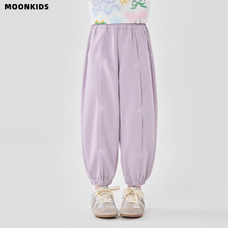 Moonkids children's wear girls' sweatpants 2025 autumn new children's casual sweatpants for middle and large children autumn wear versatile pants 16403 purple sweatpants 140 cm