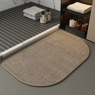 Yusenyi carpet non-slip mat bathroom absorbent floor mat special door bathroom linen woven toilet hand washing sally makhaki large rounded corners 60x90cm (easy to clean, wear-resistant and stain-resistant)