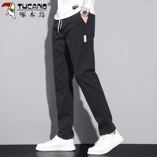 Woodpecker (tucano) pants men's autumn and winter straight casual pants men's loose sports trend versatile trousers black 32