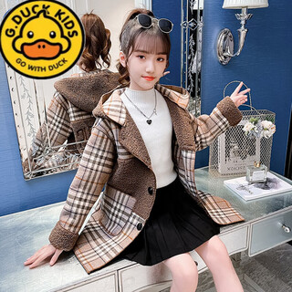 G.DUCKKIDS女童毛呢外套呢子大衣秋冬儿童装2025新款宝宝加绒一体绒炸街冬装
